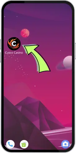 Cusco Casino pictogram op het beginscherm van een Android-telefoon
